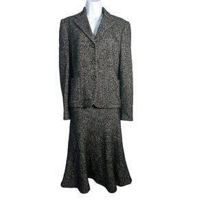 Lauren Ralph Lauren Wool & Cashmere Herringbone Tweed Skirt Suit - Set - Size 8
